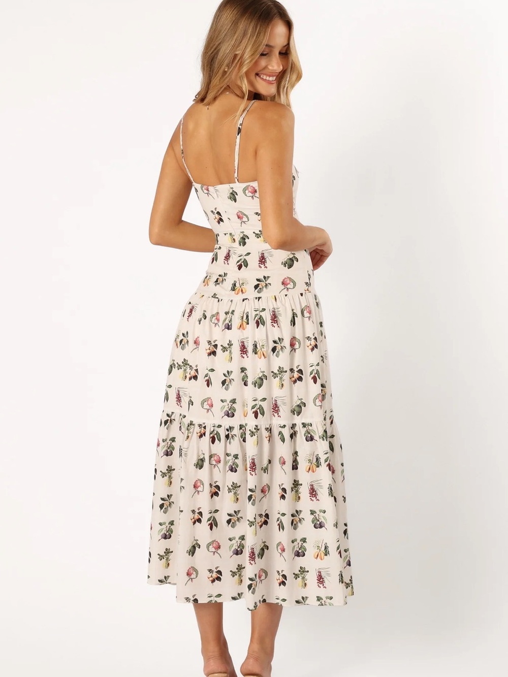 NWT Petal and Pup Cream Floral Tiered Maxi Dress with Spaghetti Straps - Picture 3 of 10